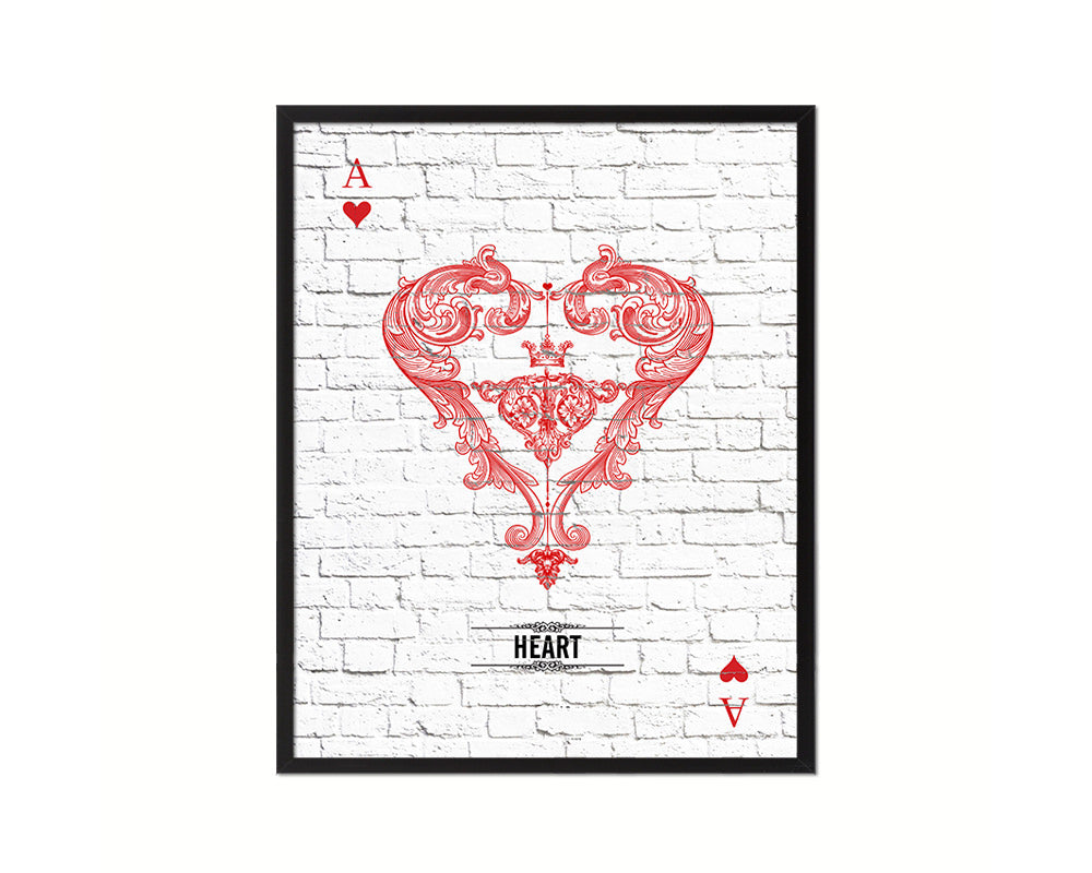 Heart Ace Cards Fine Art Paper Prints Wood Framed Wall Art Decor Gifts