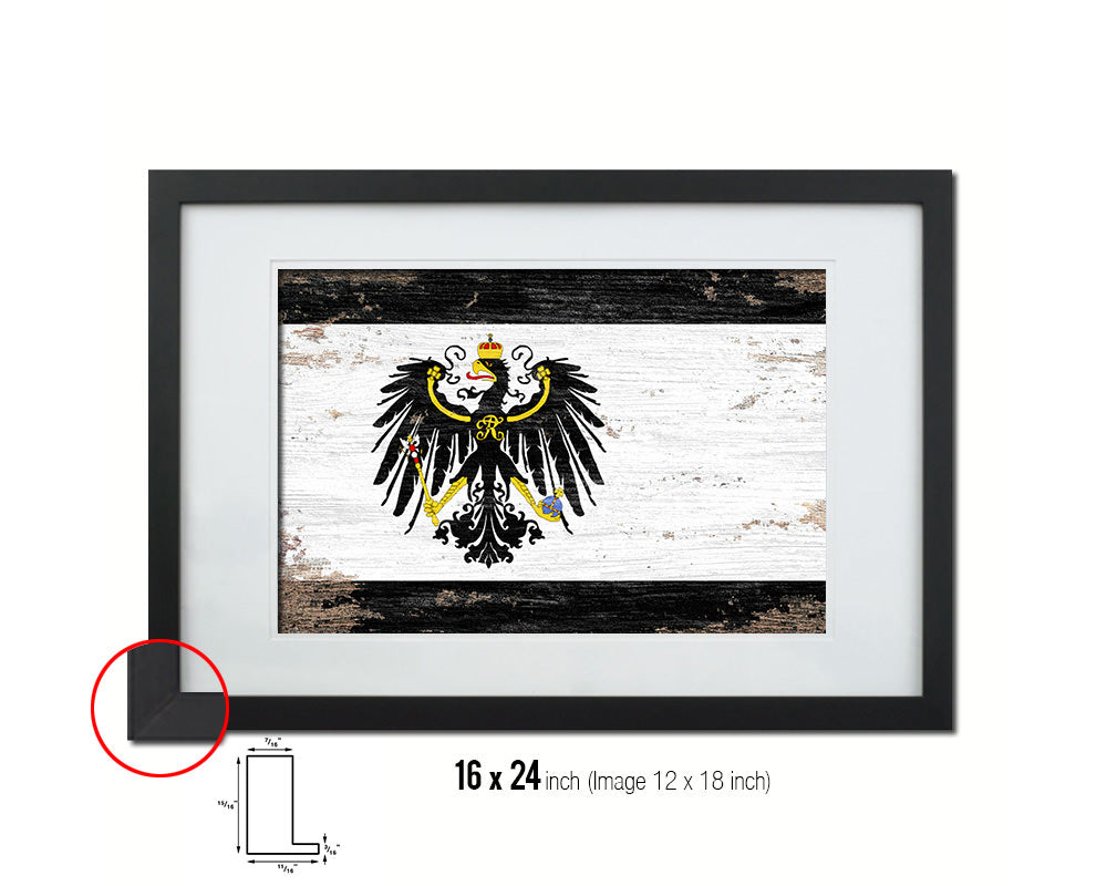 Kingdom of Prussia Germany Historical Shabby Chic Military Flag Framed Print Decor Wall Art Gifts