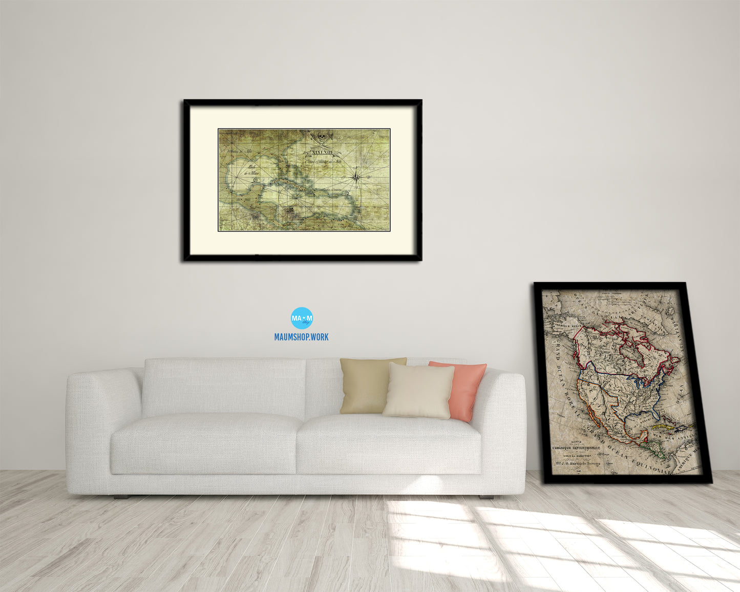 Caribbean Old Map Framed Print Art Wall Decor Gifts