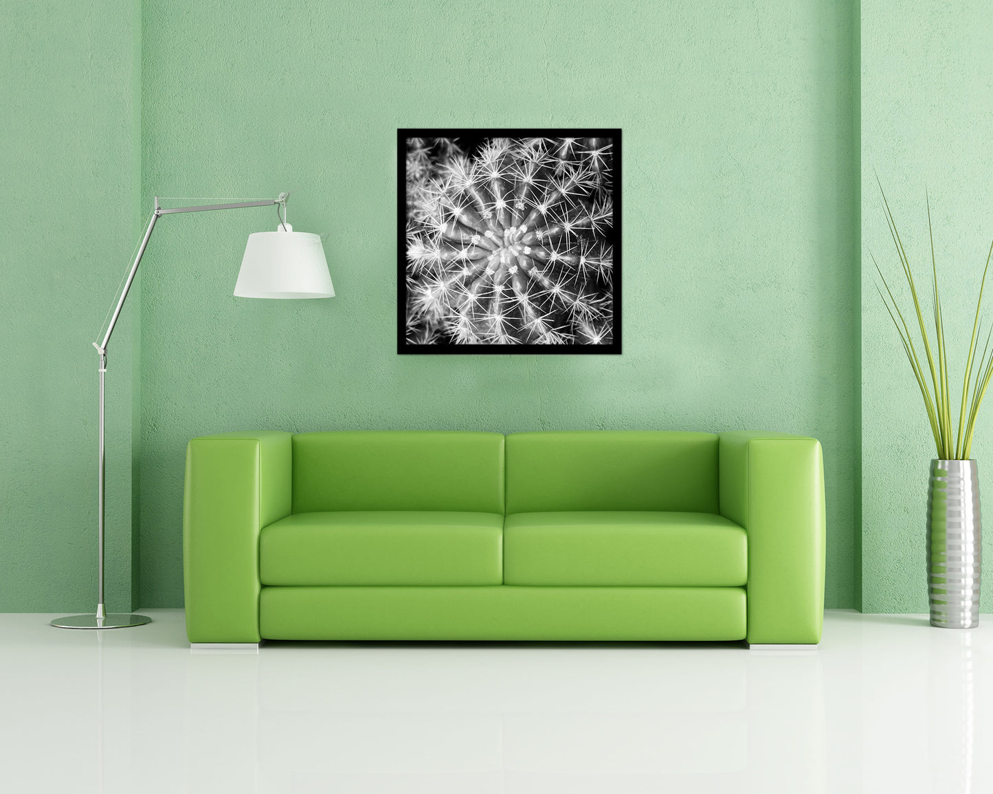 Barrel Cactus B &W Succulent Leaves Spiral Plant Wood Framed Print Decor Wall Art Gifts