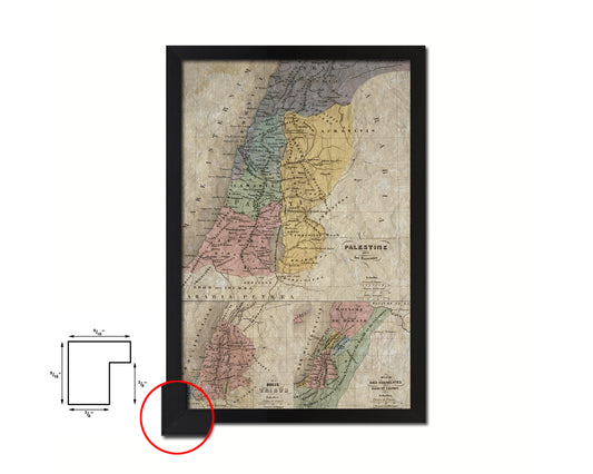 Holy Land Romans David Solomon Israel Palestine Historical Map Wood Framed Print Art Wall Decor Gifts