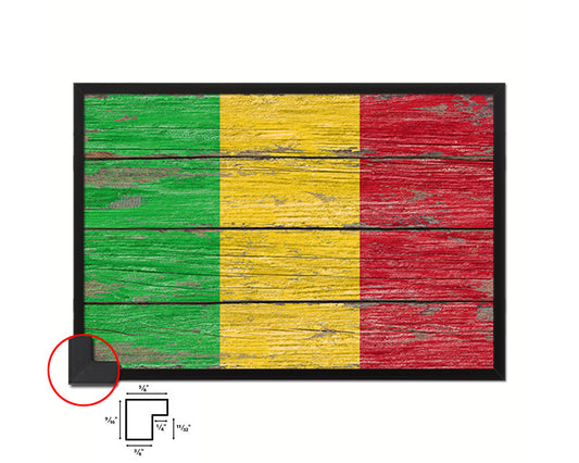 Mali Country Wood Rustic National Flag Wood Framed Print Wall Art Decor Gifts