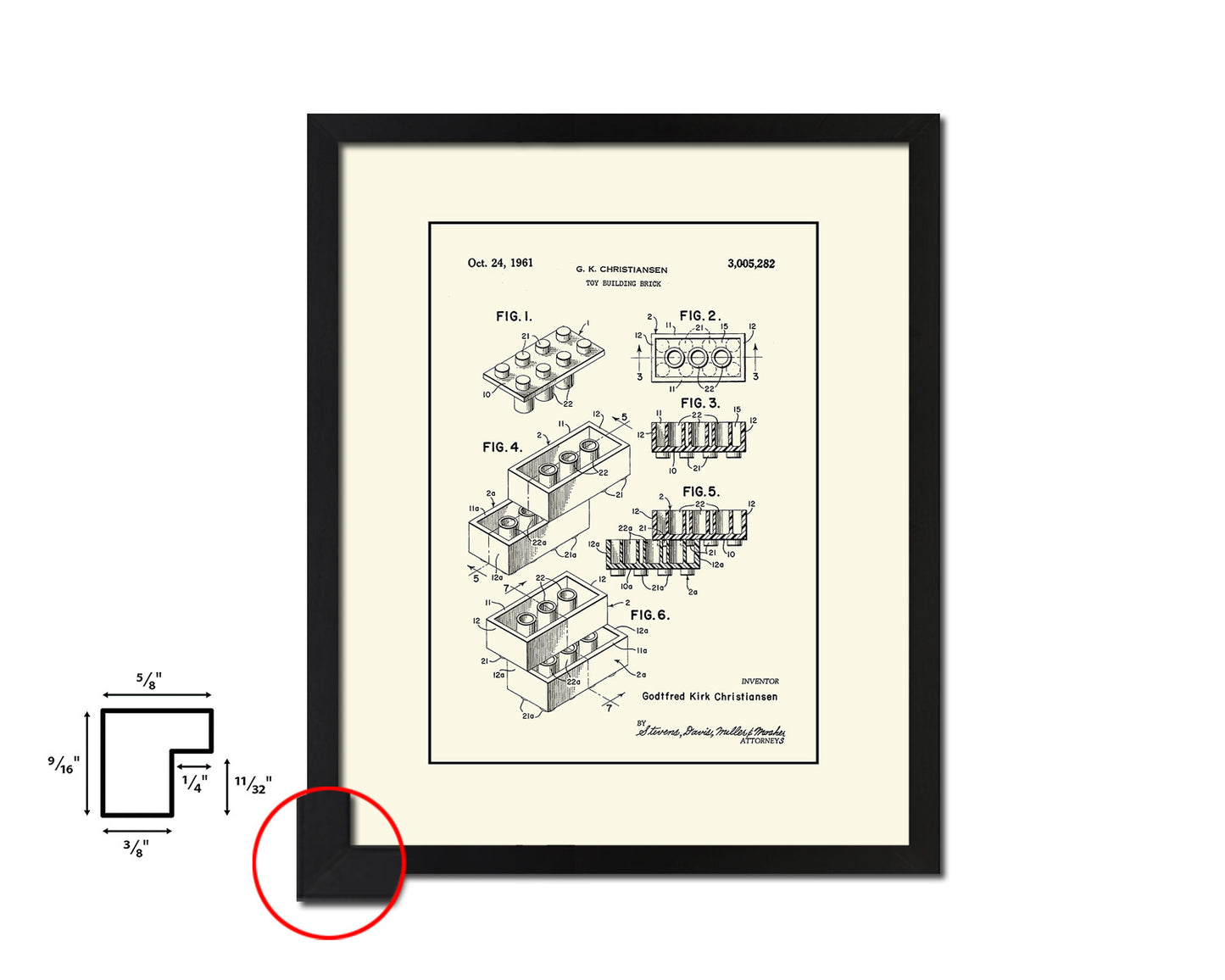 Legos Building Block Toy Vintage Patent Artwork Black Frame Print Gifts