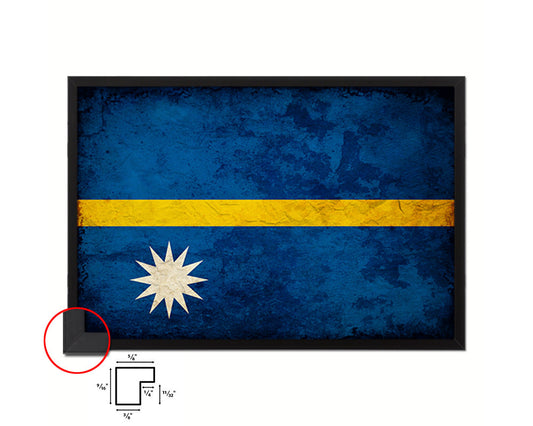 Nauru Country Vintage Flag Wood Framed Print Wall Art Decor Gifts