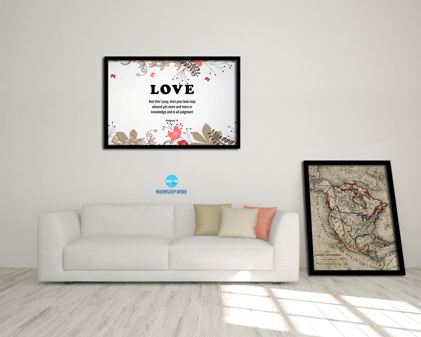 Love and this I pray that your love may abound, Philippians 1:9 Bible Verse Scripture Framed Art