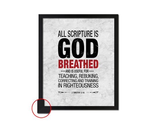 All scripture is god breathed and is useful for teaching Bible, Scripture, Verse Framed Print Wall Art Decor Gifts