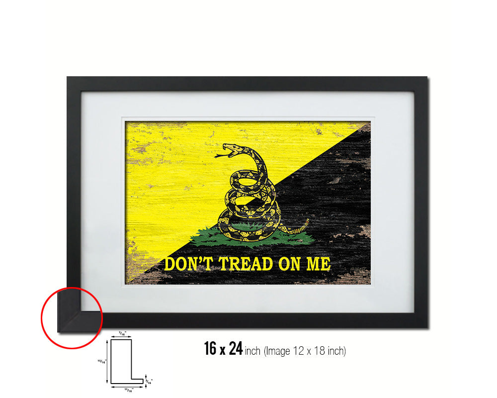 Don't Tread on Me Shabby Chic Military Flag Framed Print Decor Wall Art Gifts