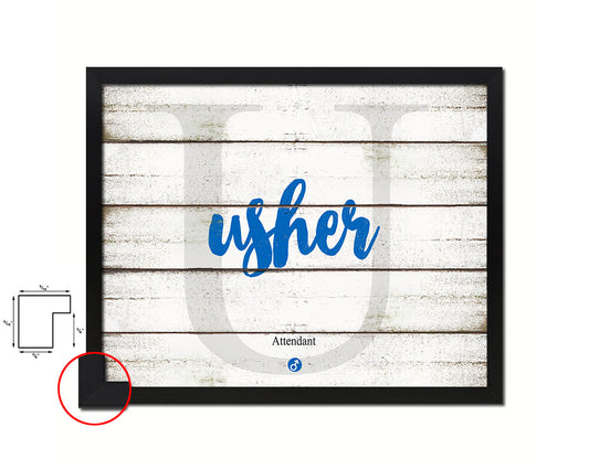 Usher Personalized Biblical Name Plate Art Framed Print Kids Baby Room Wall Decor Gifts