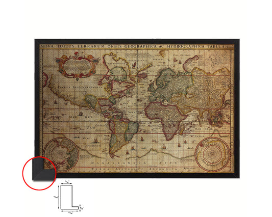 World Nicolaes Visscher in Amsterdam 1652 Vintage Map Framed Print Art Wall Decor Gifts