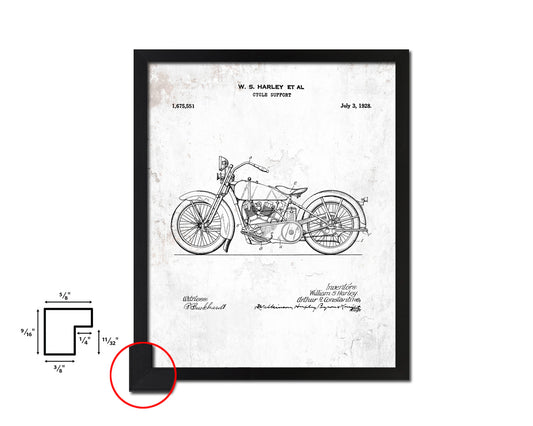 Cycle Support Motocycle Vintage Patent Artwork Black Frame Print Gifts