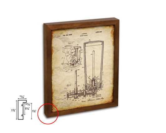 Mixing device Kitchen Vintage Patent Artwork Walnut Frame Print Wall Art Decor Gifts