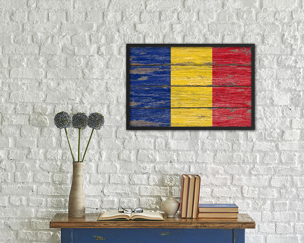 Romania Country Wood Rustic National Flag Wood Framed Print Wall Art Decor Gifts