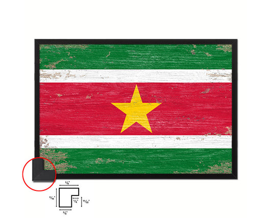 Suriname Shabby Chic Country Flag Wood Framed Print Wall Art Decor Gifts