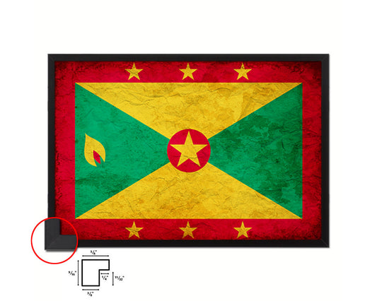 Grenada Country Vintage Flag Wood Framed Print Wall Art Decor Gifts