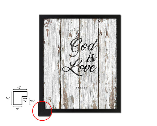 God is love, 1 John 4:8 Quote Wood Framed Print Home Decor Wall Art Gifts