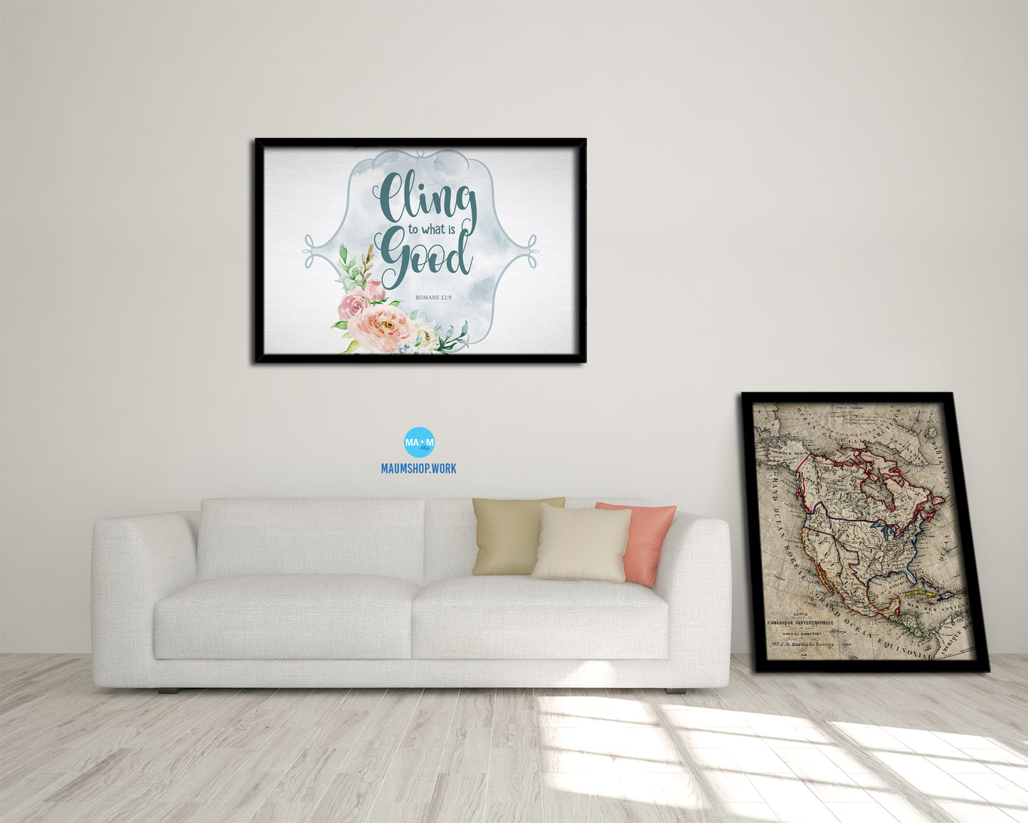 Cling to what is good Romans, 12:9-1 Bible Verse Scripture Framed Print Wall Decor Art Gifts