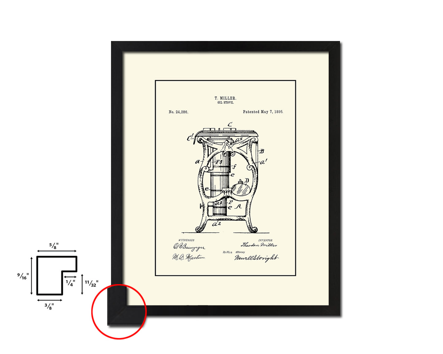 Oil Stove Kitchen Vintage Patent Artwork Black Frame Print Wall Art Decor Gifts