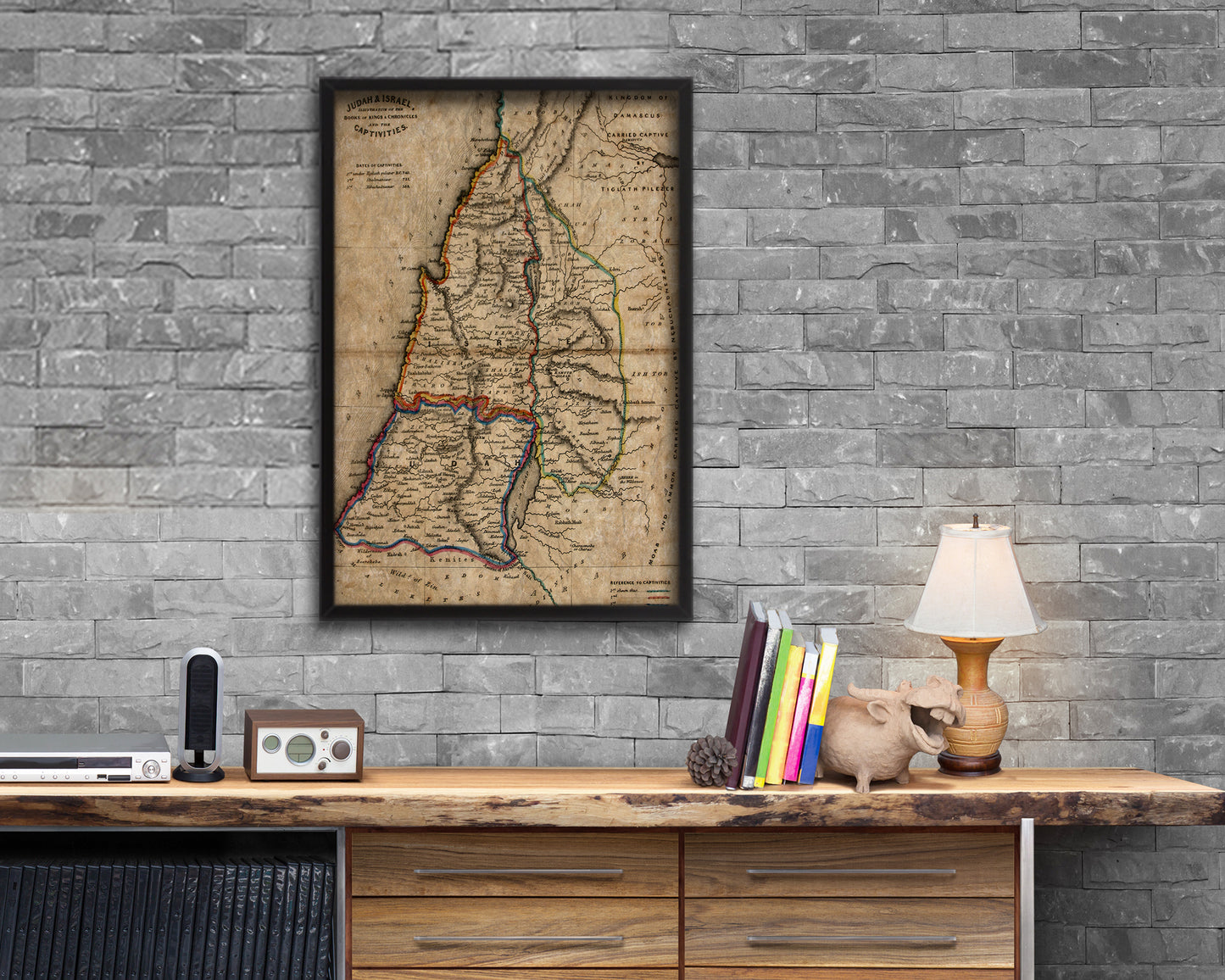 Iisrae Historical Map Wood Framed Print Art Wall Decor Gifts