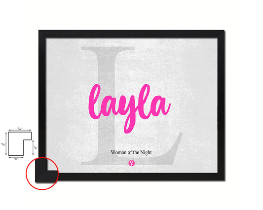 Layla Personalized Biblical Name Plate Art Framed Print Kids Baby Room Wall Decor Gifts