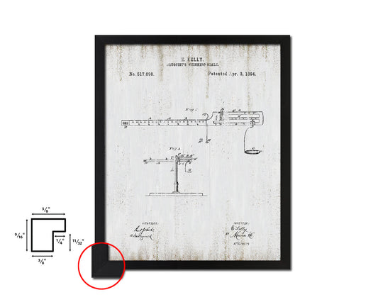 Weighing Scale Pharmacist Vintage Patent Artwork Black Frame Print Gifts