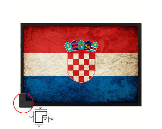 Croatia Country Vintage Flag Wood Framed Print Wall Art Decor Gifts