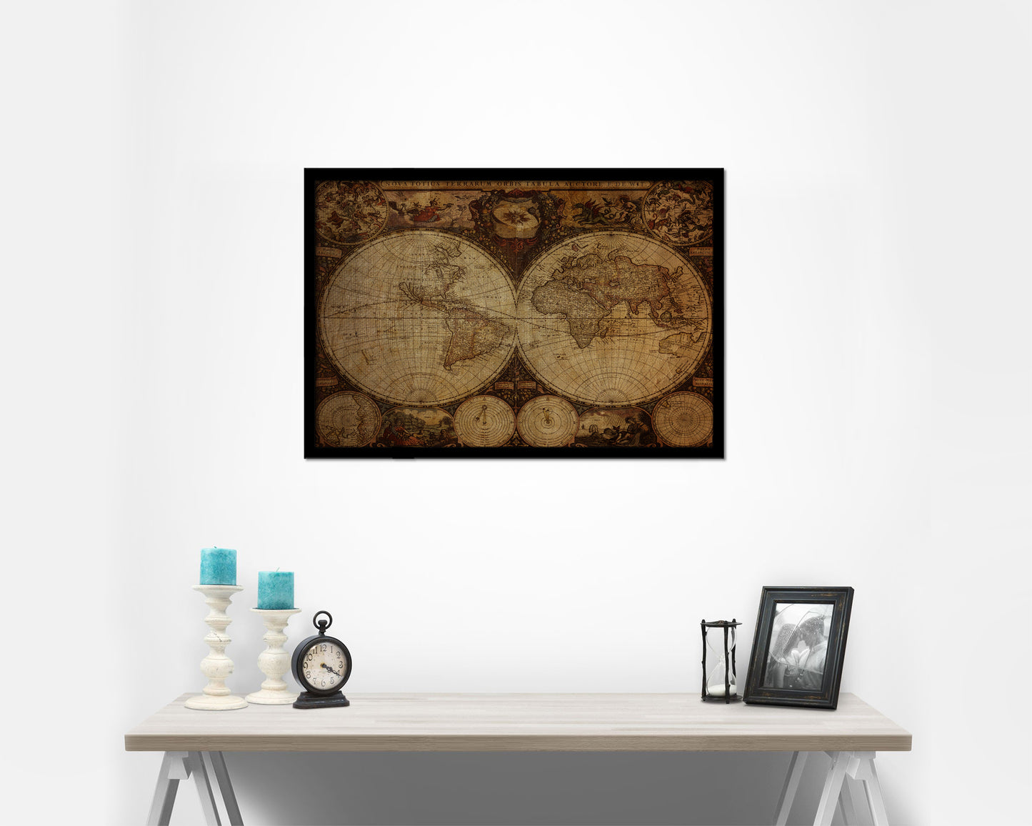 World Vintage Map Framed Print Art Wall Decor Gifts