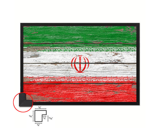 Iran Country Wood Rustic National Flag Wood Framed Print Wall Art Decor Gifts