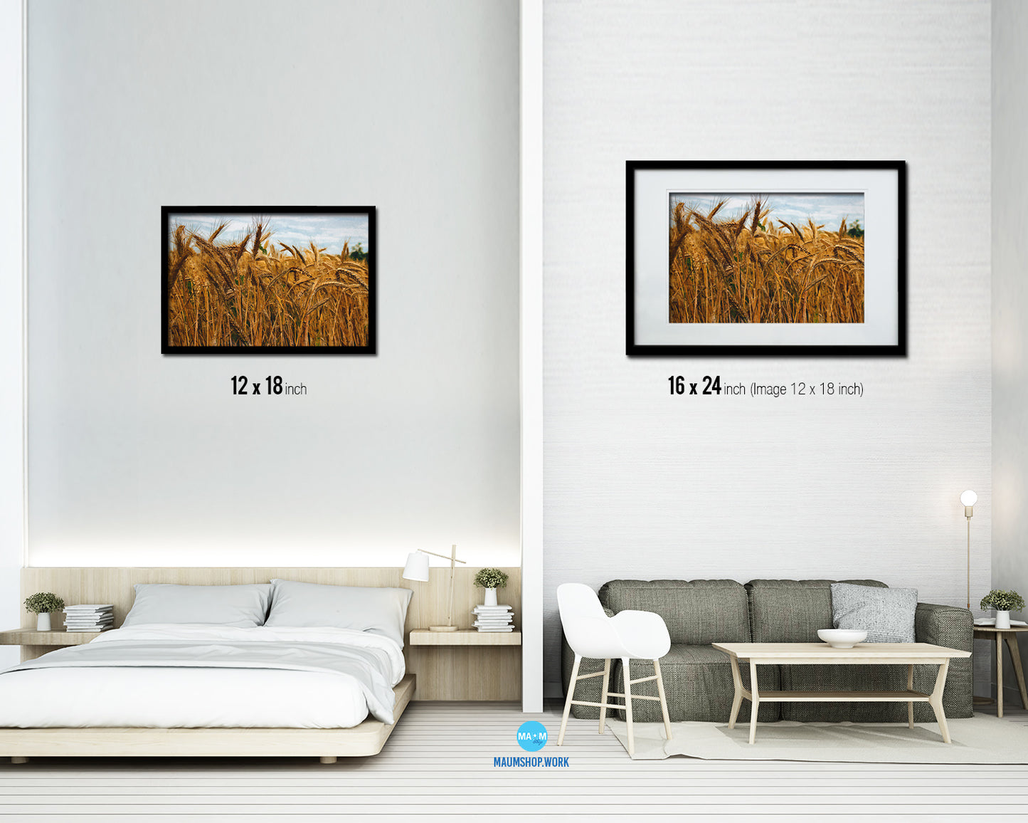 Grain Paddy Field, Harvest Landscape Artwork Framed Painting Print Art Wall Decor Gifts