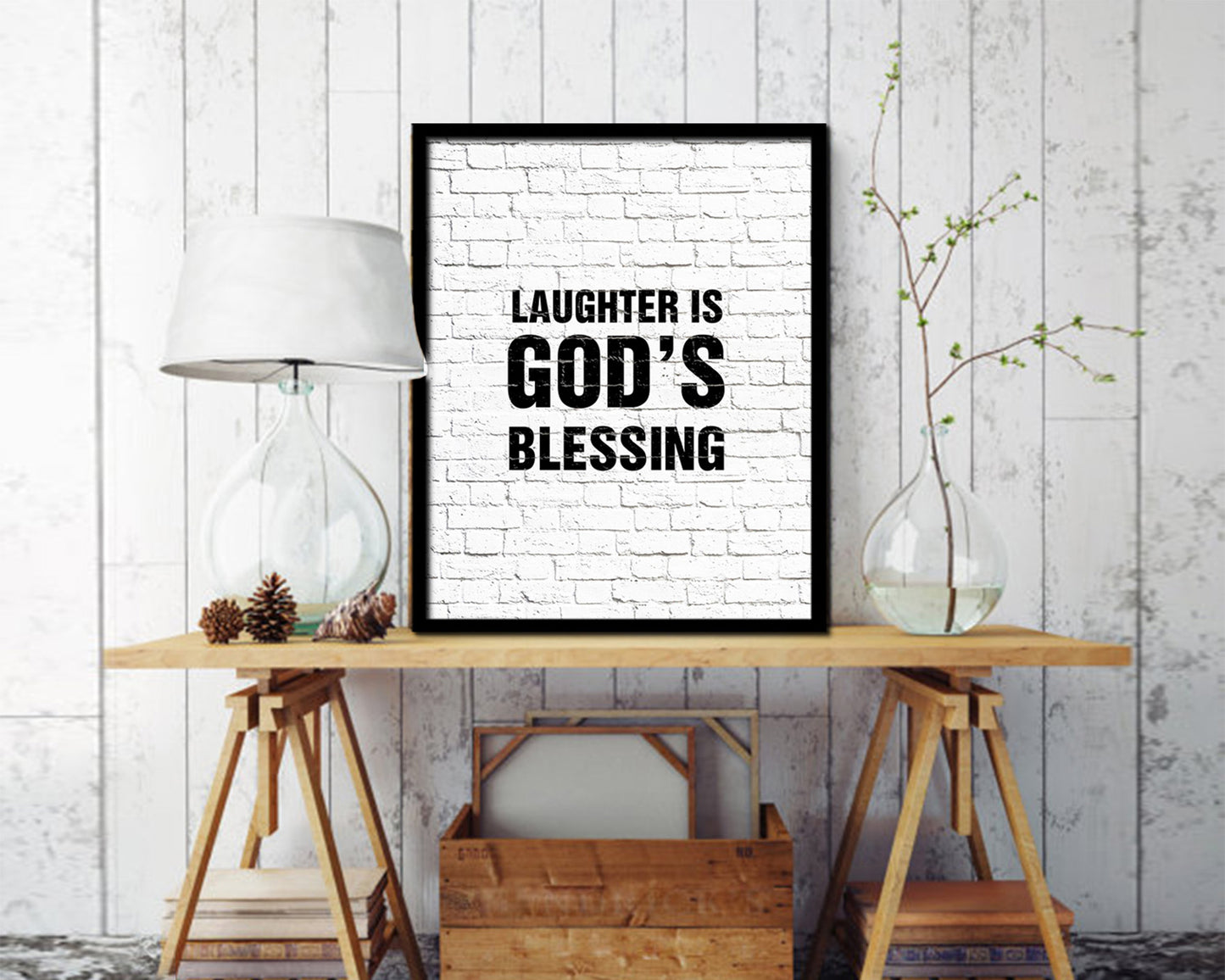 Laughter is God's blessing Quote Framed Print Home Decor Wall Art Gifts