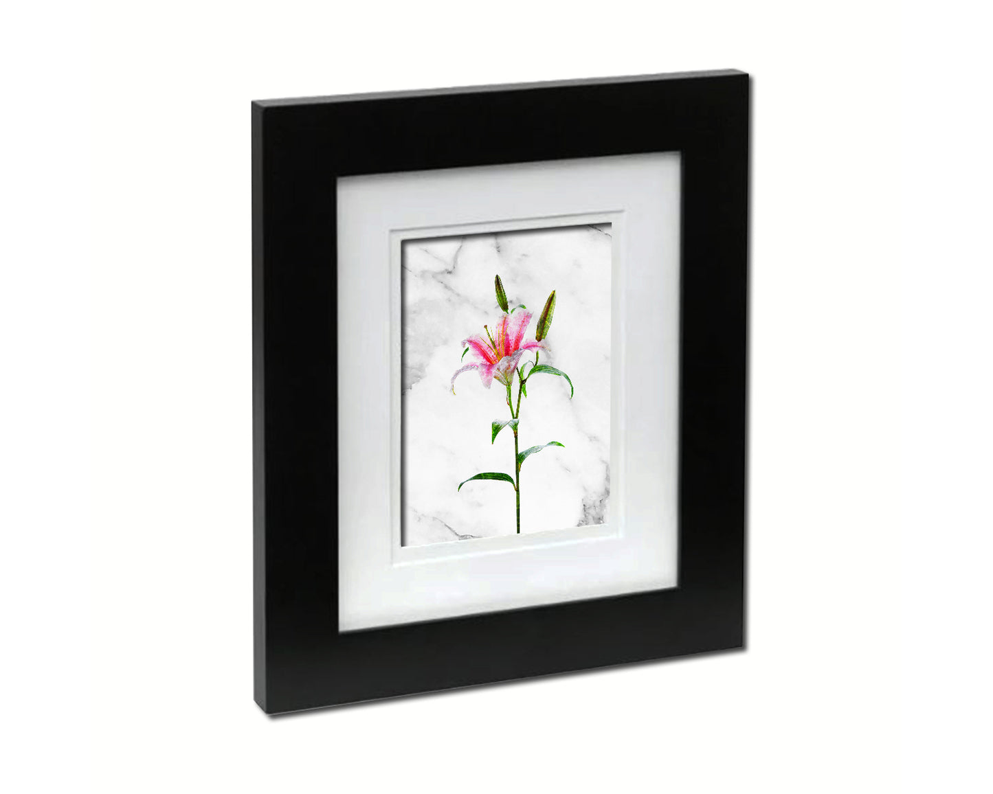 Pink Lily Marble Texture Plants Art Wood Framed Print Wall Decor Gifts