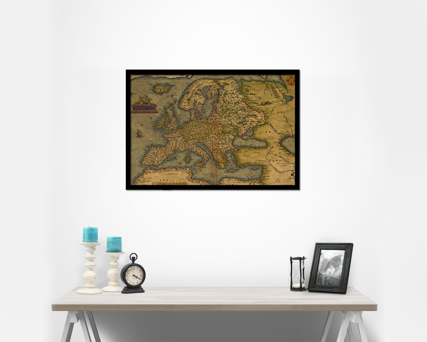 Europe Abraham Ortelius Circa 1570 Historical Map Framed Print Art Wall Decor Gifts