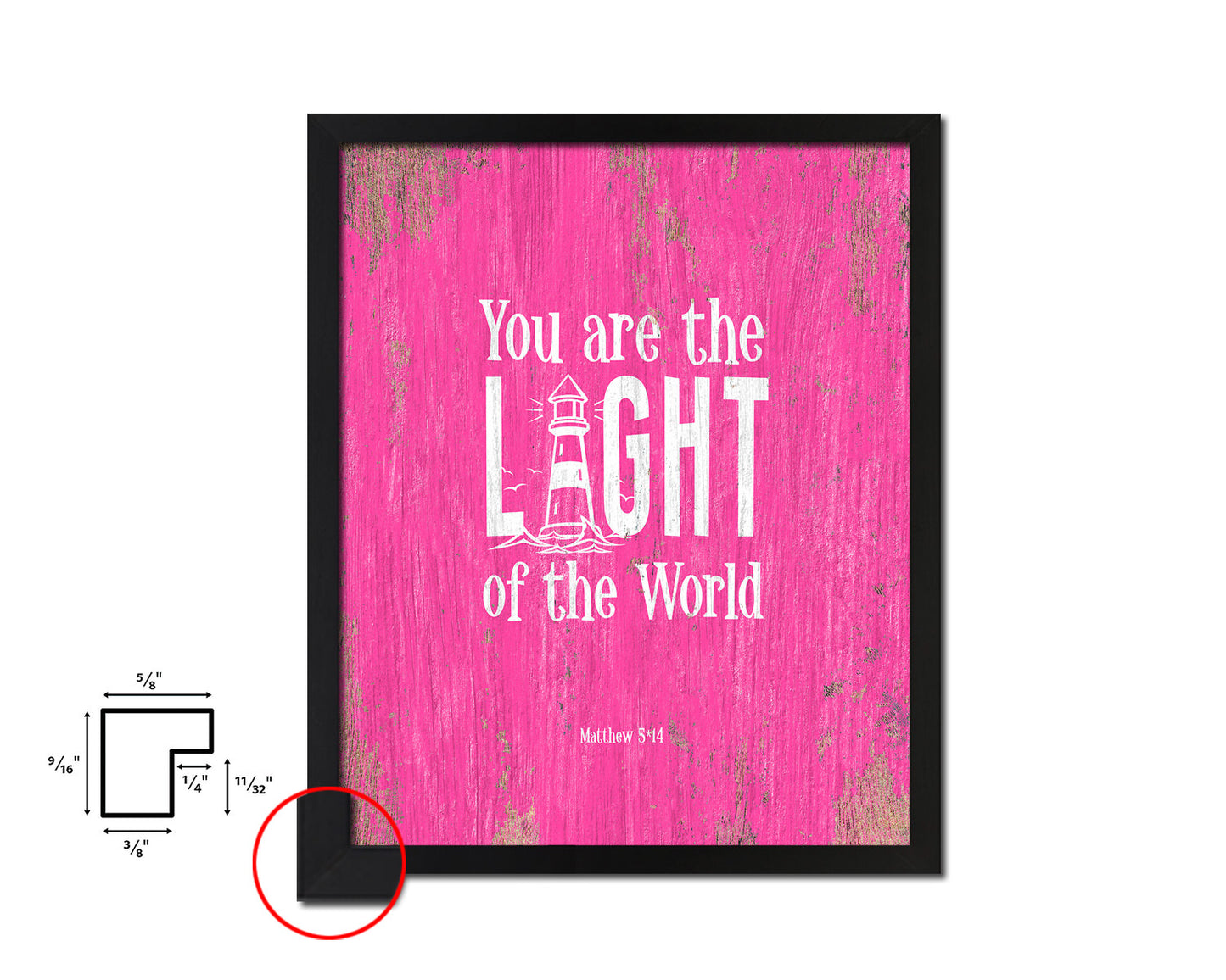 You are the Light of the world, Matthew 5:14 Quote Framed Print Home Decor Wall Art Gifts