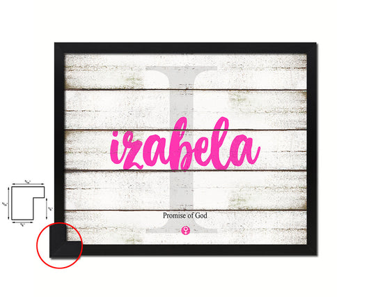 Izabela Personalized Biblical Name Plate Art Framed Print Kids Baby Room Wall Decor Gifts