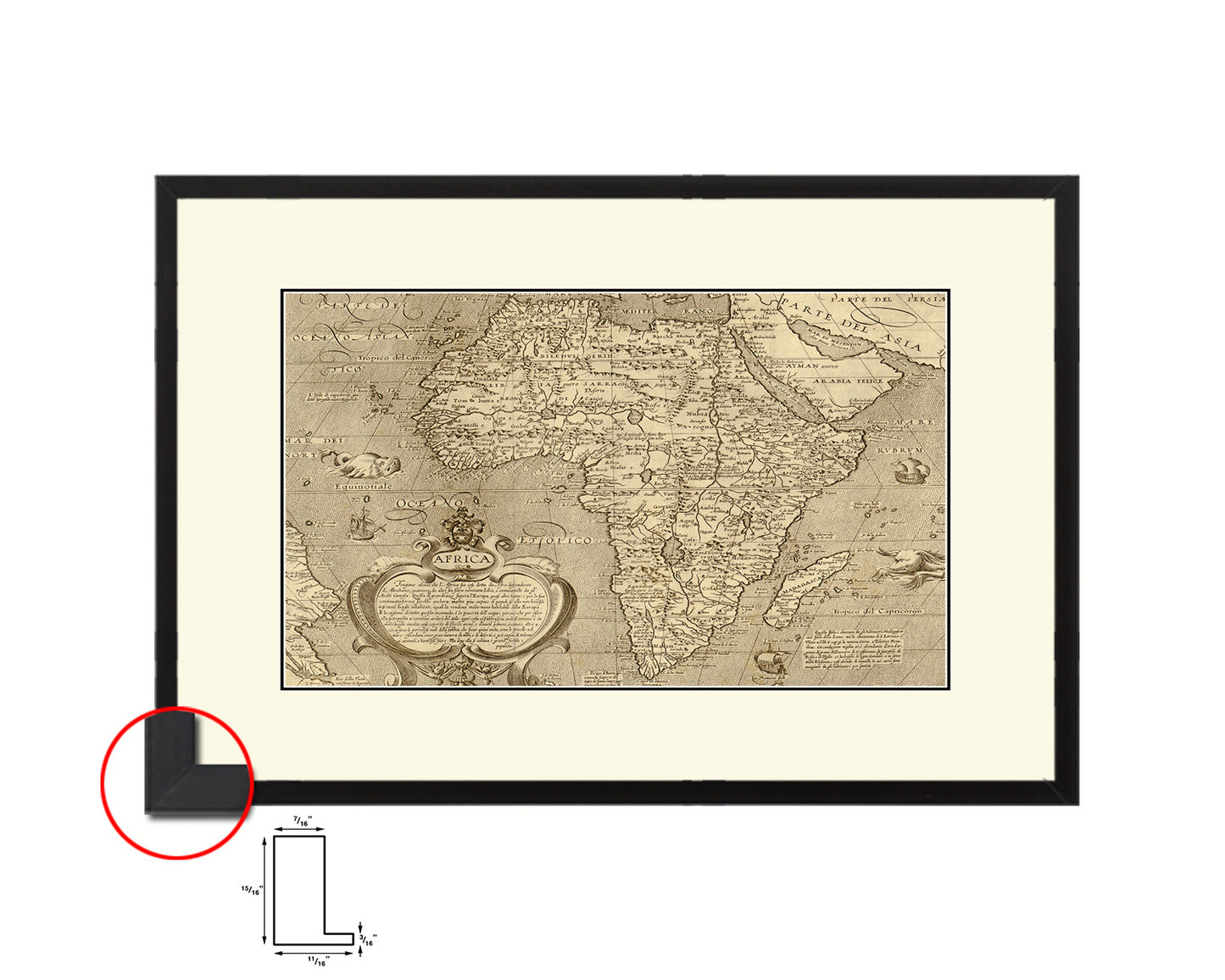 Africa Arnoldo di Arnoldi Italy Circa 1600 Old Map Framed Print Art Wall Decor Gifts