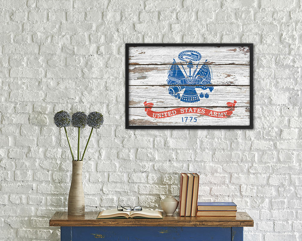 US Army 1775 Wood Rustic Flag Wood Framed Print Wall Art Decor Gifts