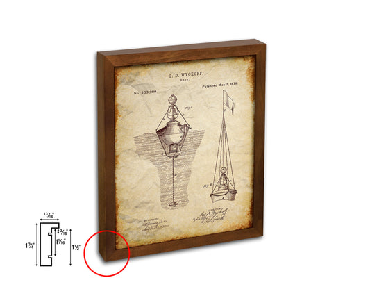 Buoy Nautical Vintage Patent Artwork Walnut Frame Gifts