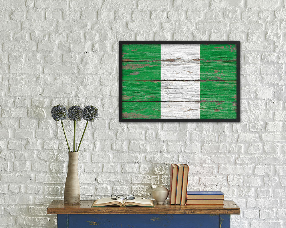 Nigeria Country Wood Rustic National Flag Wood Framed Print Wall Art Decor Gifts