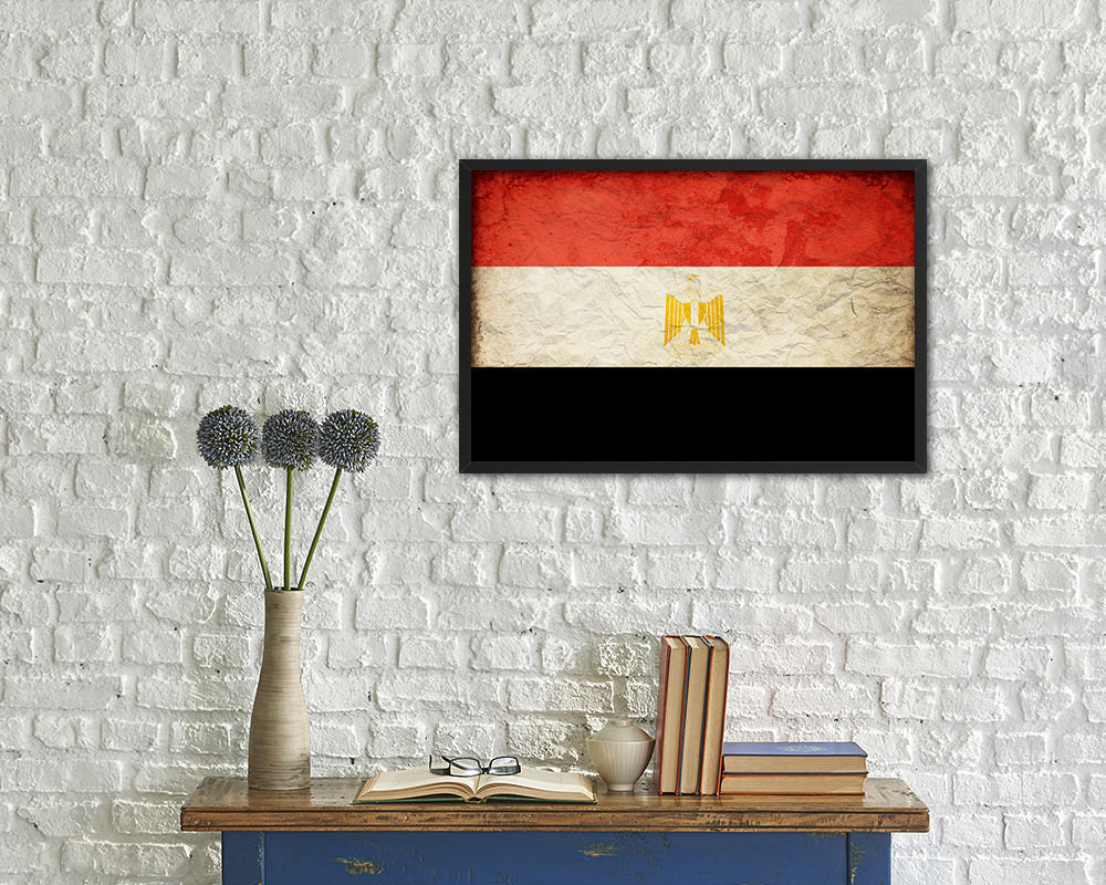 Egypt Country Vintage Flag Wood Framed Print Wall Art Decor Gifts