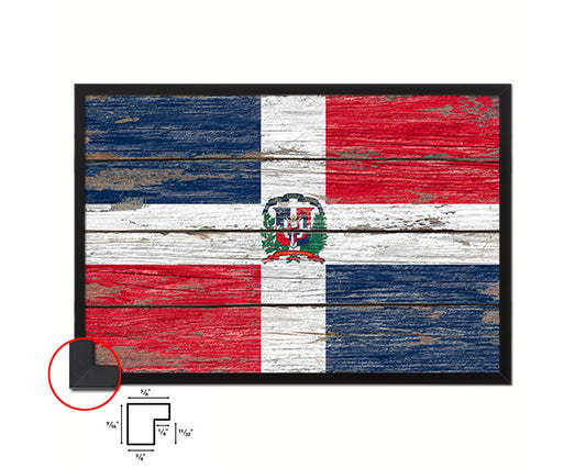 Dominican Republic Country Wood Rustic National Flag Wood Framed Print Wall Art Decor Gifts