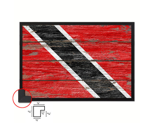 Trinidad & Tobago Country Wood Rustic National Flag Wood Framed Print Wall Art Decor Gifts