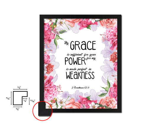 My Grace is sufficient for your for my Power Quote Framed Print Home Decor Wall Art Gifts