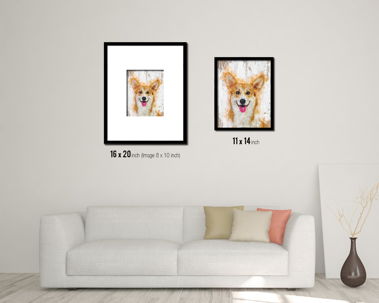 Corgi Pembroke Dog Puppy Portrait Framed Print Pet Watercolor Wall Decor Art Gifts