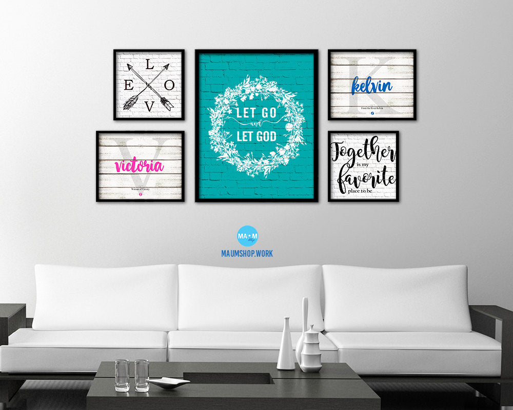 Let go and let God Quote Framed Print Home Decor Wall Art Gifts