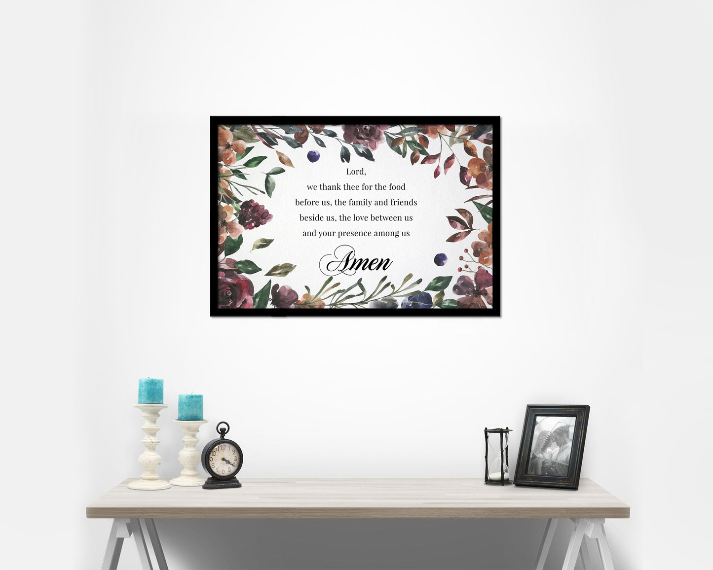 Lord we thank thee for the food before us, Amen Bible Verse Scripture Framed Art