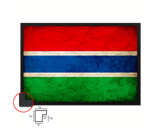 Gambia Country Vintage Flag Wood Framed Print Wall Art Decor Gifts