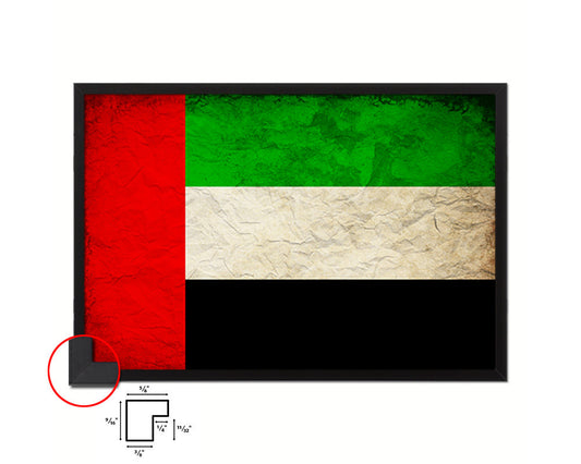 United Arab Emirates Country Vintage Flag Wood Framed Print Wall Art Decor Gifts