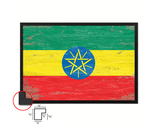 Ethiopia Shabby Chic Country Flag Wood Framed Print Wall Art Decor Gifts