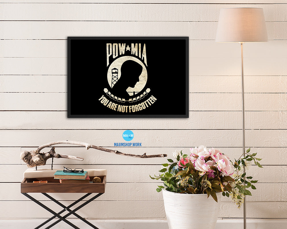 Pow Mia Vintage Military Flag Framed Print Sign Decor Wall Art Gifts