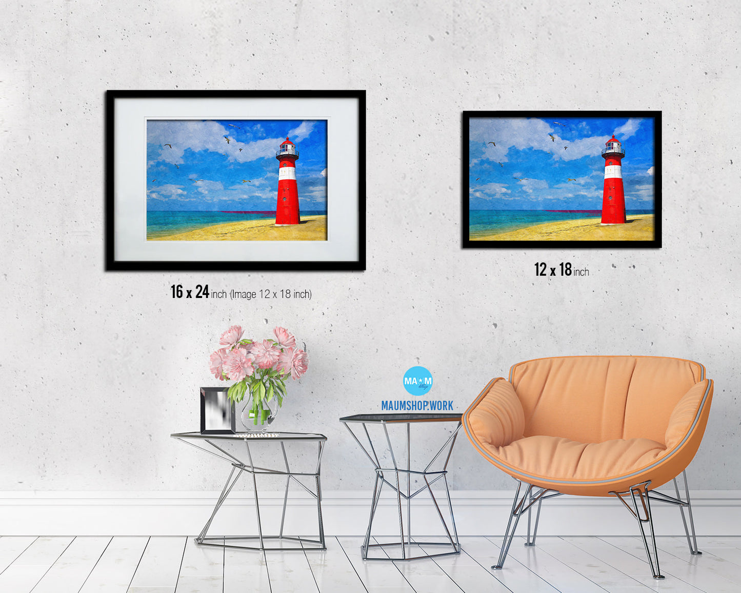 Lighthouse Westkapelle Netherlands Landscape Painting Print Art Frame Home Wall Decor Gifts