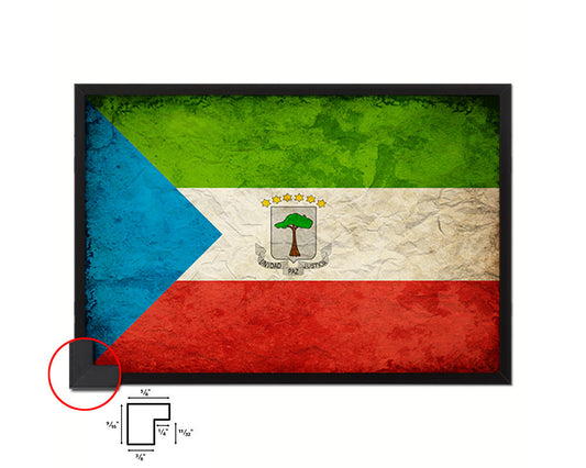 Equatorial Guinea Country Vintage Flag Wood Framed Print Wall Art Decor Gifts